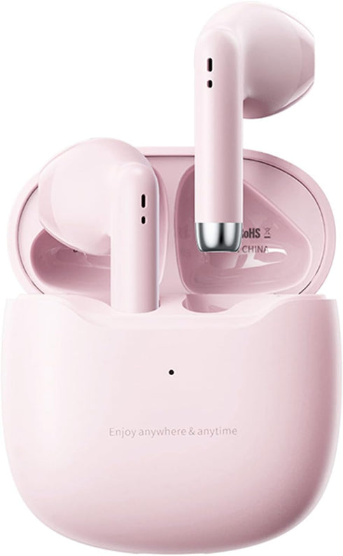 Pink True Wireless Earbuds Bluetooth 5.3 with Microphone, Noise Canceling, Deep Bass TWS Earphones with Charging Case