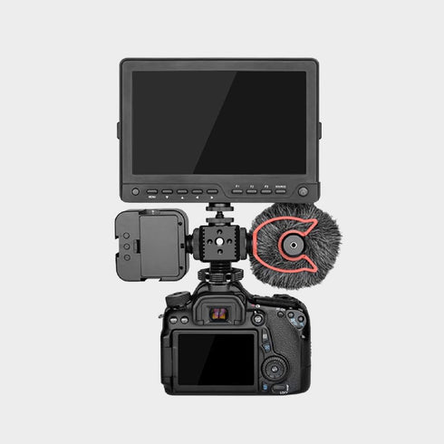 Triple Cold Shoe Mount Bracket, Camera Hot Shoe Mount Adapter with 1/4" Screw Holes for Flash Light Monitor