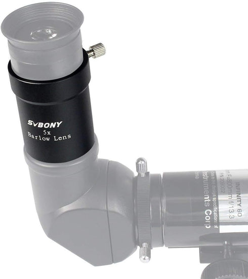 SVBONY 5X, 1.25 Inch 5X Telescope Barlow Lens Telescope Accessory, Fully Multi Coated Broadband Green Film Barlow Lens