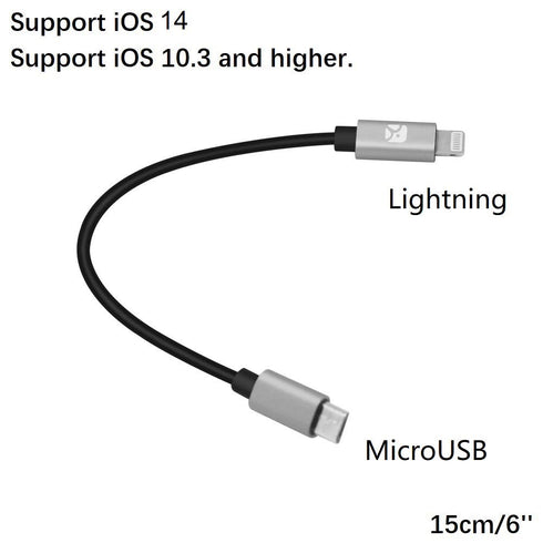 Ultra Tough iOS 15 to MicroUSB OTG Pro Cable 15cm for iPhone 13 Pro Max Mini, Chord Mojo2, HiFi