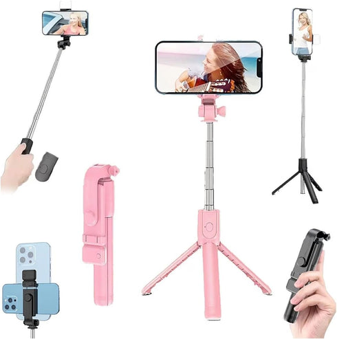 Generic Extendable Selfie Stick Tripod with Built-in Fill Light, Wireless, 360 Rotation, for