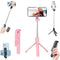 Generic Extendable Selfie Stick Tripod with Built-in Fill Light, Wireless, 360 Rotation, for
