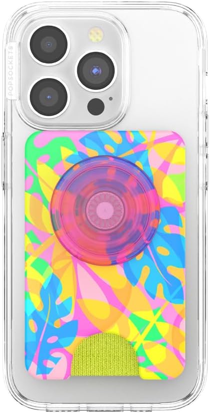 PopSockets Phone Wallet - Boca Palm, Expanding Grip, Adapter Ring for MagSafe, Wireless Charging Compatible