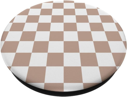 Checkerboard Brown and White - Checkered Pattern Checker PopSockets Standard PopGrip