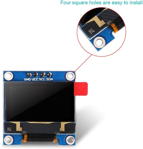 DORHEA 1Pack 0.96 Inch SSD1306 128x64 I2C OLED Display Module Pixel IIC Self-Luminous Screen Board White Compatible