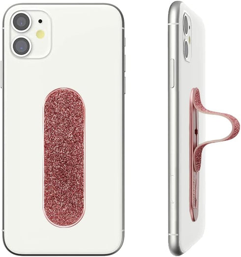 Momostick Flatstick, Cell Phone Finger Grip Strap Holder, Slim Finger Loop Selfie Grip for Most Smartphones - Glitter