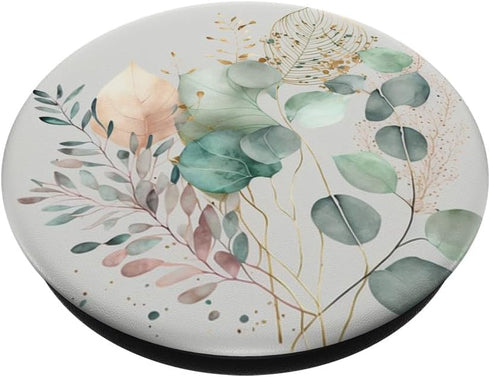 Botanical Watercolor Eucalyptus Leaves Green Blossom | Flowery PopSockets Adhesive PopGrip