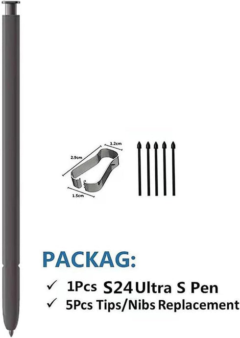Galaxy S24 Ultra S Pen, Stylus Touch S Pen Replacement for Samsung Galaxy S24 Ultra All Versions + 5 x Nibs, Black
