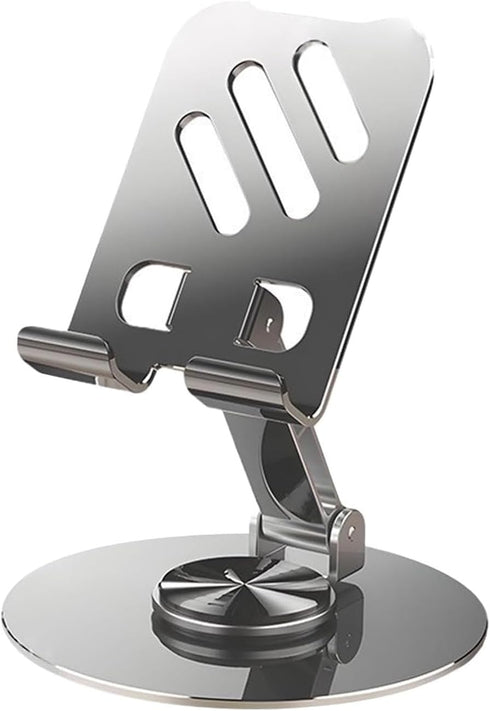 JUEJUEZI Foldable Cell Phone Stand, Metal Portable Phone Holder, Fully Adjustable Rotatable Cell