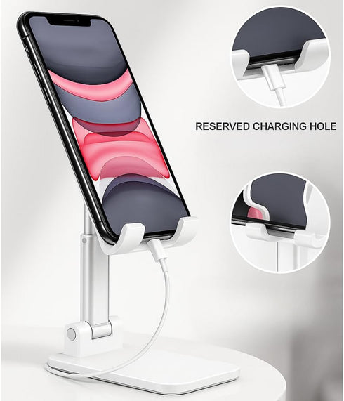 Essential Aura 16 15 14 13 12 11 S25 S24 Premium Adjustable Cell Phone Stand, Foldable Desk Phone Holder for iPhone Pro