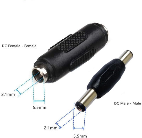 10PCS DC Power Connector Adapter 5.5x2.1mm, Male to Male Coupler Plug,Female to Female Jack Socket for CCTV Security Camera Led Strip
