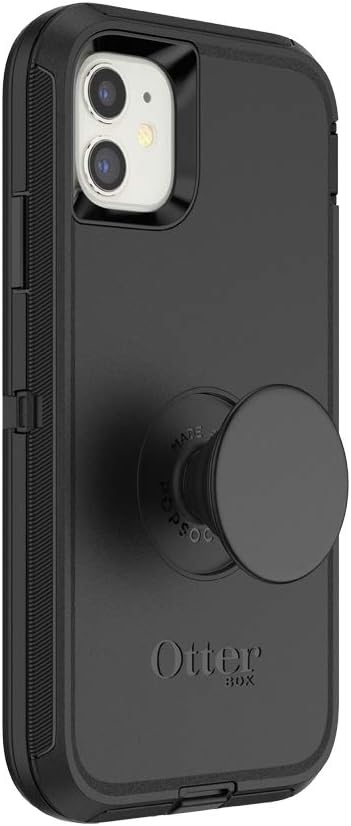 PopSockets 11: Otter + Pop for iPhone OtterBox Defender Series Case with Swappable PopTop - Black and Aluminum Black