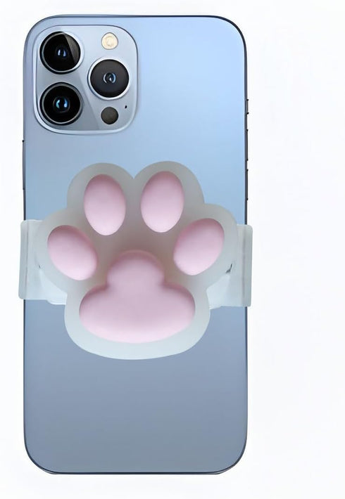Clamp-Type Pink Paw Shape Phone Grip Slide for Phones and Cases - Cute Sliding Cat Paw Holder, Kawaii Large 3D Dog Paw