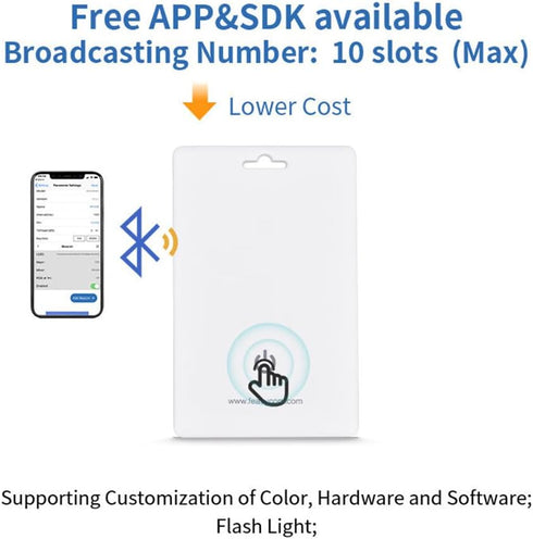 Long Range Bluetooth 5.1 Beacon Card, Waterproof iBeacon Tag with NFC, DA14531, Long Battery Life