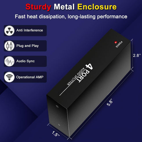 FlyroadUp 3.5mm 1 4 Aux + RCA L/R Audio Splitter in Out Stereo Analog Audio Distributor Box
