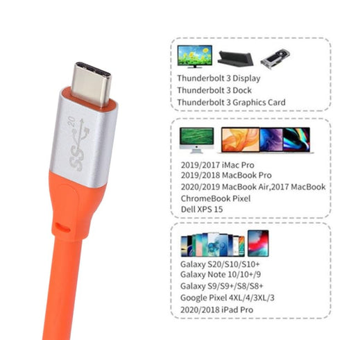 CY Cable USB3.2 Cable, 20Gbps USB4 Ultra Soft High Flex, 100W 8K 5K 4K USB4.0 Cord Male to Male, Compatible with iPhone
