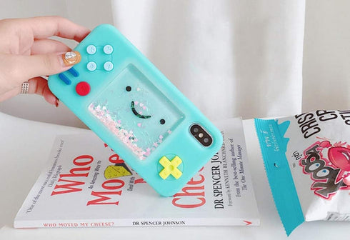 UnnFiko 3D Cartoon Game Case, Soft Rubber Protective Cover for iPhone XR, Creative Liquid Stars Design for Girls, Blue