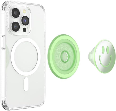Matcha Dew Happy Reflex PopSockets Phone Grip with Expanding Kickstand, MagSafe Compatible, Wireless Charging Holder.