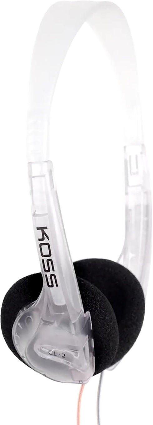 Koss CL/2 Clear Transparent On-Ear Headphone, Lightweight with 3.5mm Jack, 6 Foot Cord