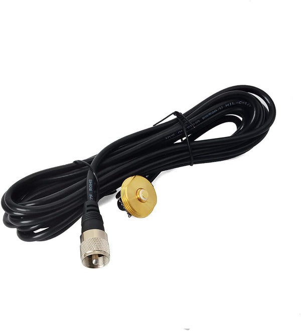 HYS TCJ-N1 3/8" to 3/4" Hole Mount with 13' RG-58 Coax Cable NMO to PL259 for All NMO VHF/UHF/CB Radio Antenna