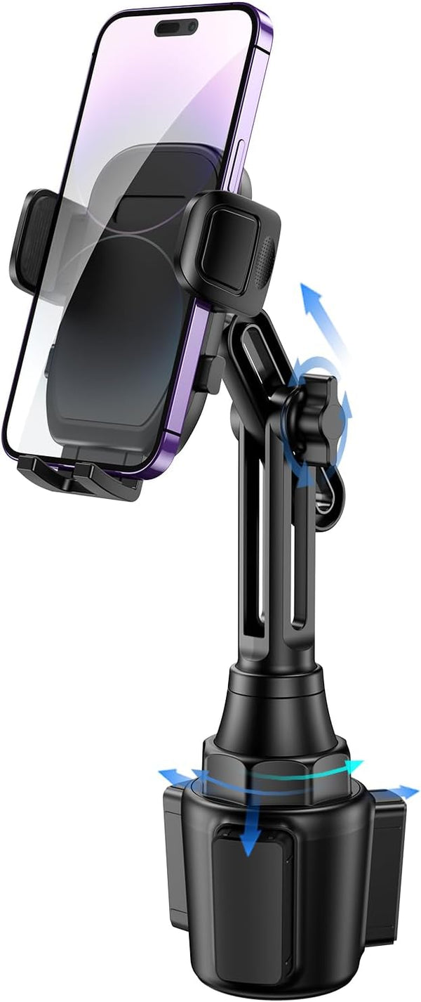 Cup Phone Mount for Car, Upgraded Universal Cradle Holder with Adjustable Neck for iPhone, Samsung, and More