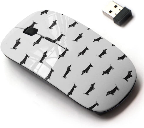 2.4G Wireless Mouse with Cute Pattern Design, Dachshund Dog Silhouette for All Laptops and Desktops