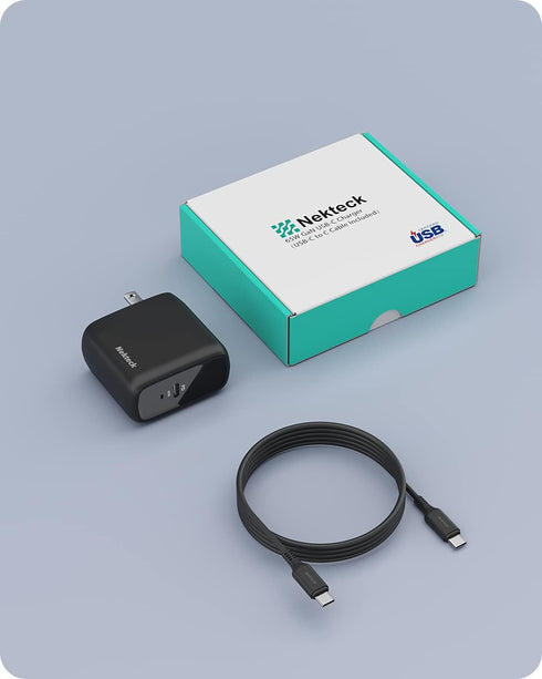 Nekteck 65W USB C Charger GaN II with 6.6ft Cable, Fast Foldable Small USB C Wall Charger for iPhone and MacBook