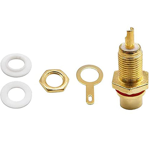 RCA Panel Mount Chassis Socket Plug Jack - Gold Plated Female Connector, Red Black (30 Pcs)