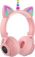 Unicorn Kids Headphones for Girls, Foldable Bluetooth Headphones for Toddlers, Light Up Wireless Headphones, Birthday