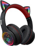Cat Ear Wireless Headphones, Bluetooth 5.3, 60H Over Ear, 8H with LED Light, Foldable Music Gaming Headset with Aux Mic