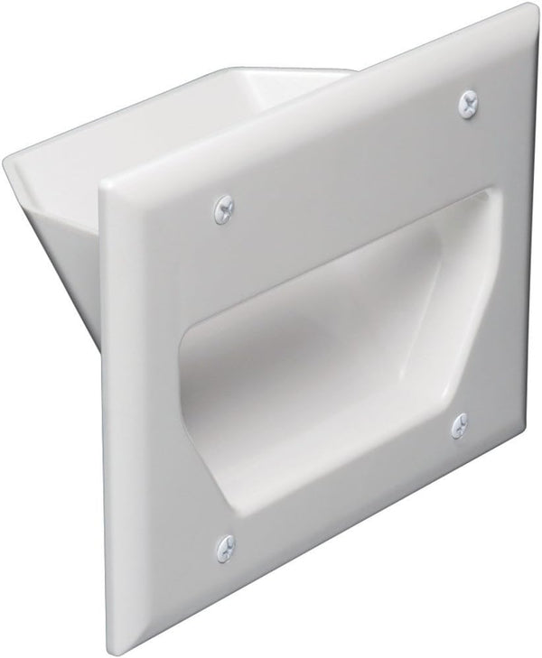 DATA COMM Electronics 3-Gang Recessed Low Voltage Cable Pass Through Wall Plate, White