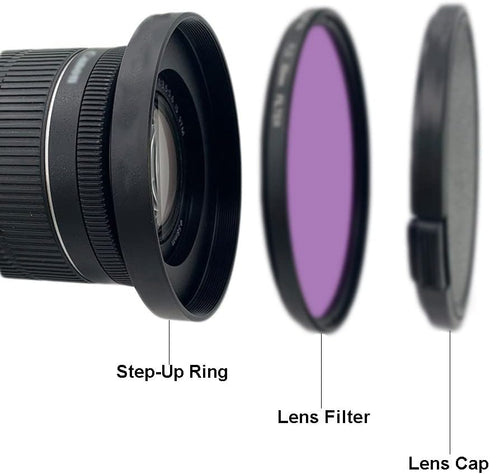 Front Step Up Ring 52mm to 80mm Lens Matte Box Adapter, 52mm Lens Adapter Ring to 77mm Lens Filters