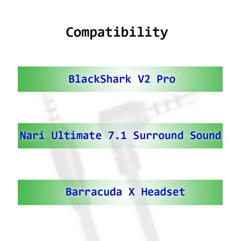Replacement Audio Aux Cable for Razer BlackShark V2 Pro wireless Gaming headsets (Black)