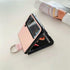 Lunivop Ultra Slim Case for Samsung Galaxy Z Flip 3 5G, Hard Plastic PU Leather Shockproof Cover with Metal Ring - Pink