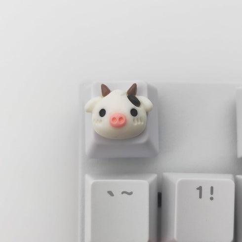 Personalized Cute White Keycap Custom 3D Keycap ESC Key OEM R4 Profile Keycap for Mechanical Keyboard MX Switch Lovely Cartoon Keycap (Cartoon Cow) by Elacgap