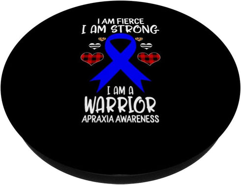 Apraxia Awareness Ribbon I Am Fierce Strong Warrior, Leopard PopSockets Swappable PopGrip