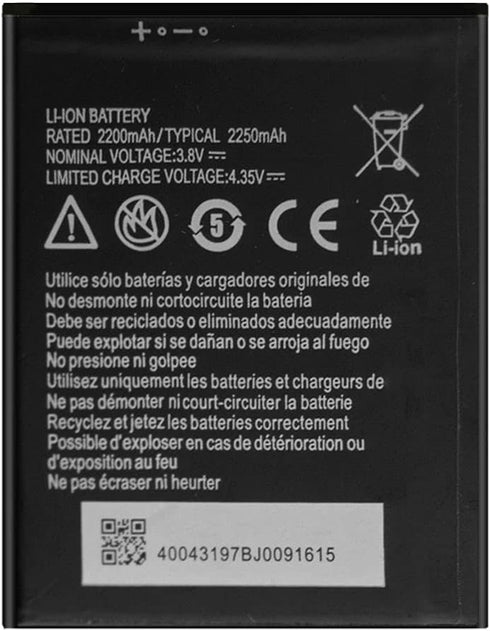 Replacement Battery for ZTE ZFIVE C LTE Z558VL Z557BL, Li3822T43P4h736040, 2250mAh