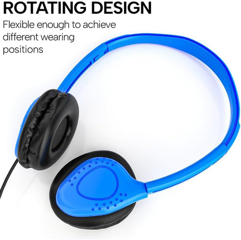 Maeline Adjustable 3.5mm Headphones with Leather Cushions (10 Pack)