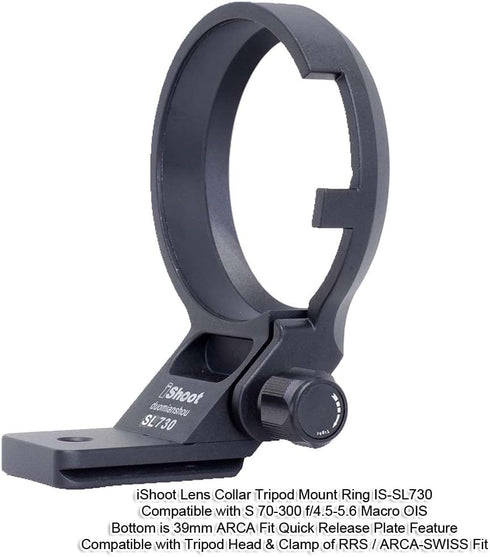 iShoot Tripod Mount Ring Socket for Panasonic Lumix S 70-300 f/4.5-5.6 Macro OIS, Metal Lens Support