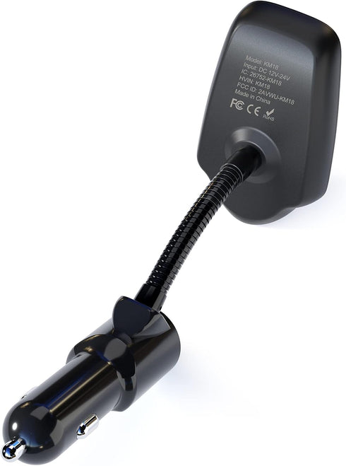 Nulaxy Bluetooth Car FM Transmitter - Wireless Audio Adapter Receiver, Handsfree, 1.44 Display, KM18 Black Matte