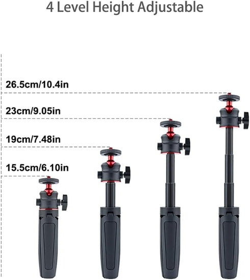 Generic 3-in-1 1/4 Mini Tripod Selfie Stick Extension Pole with Phone Clamp - Aluminum Vlogging Stand for Smartphone