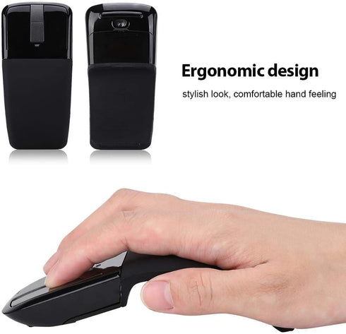 2.4G Mouse 1600DPI Ergonomic Foldable Optical Touch Mouse with USB Receiver for PC and Laptop