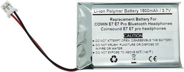 1800mAh 3.7V Replacement Battery for COWIN E7 E7 Pro Bluetooth Headphones, Coinsound E7 E7 Pro Headphones