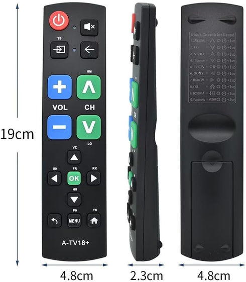 Generic Large Button Universal TV Remote Control for Seniors, Easy to Use Simple Remote for TV, Large Buttons and Clear