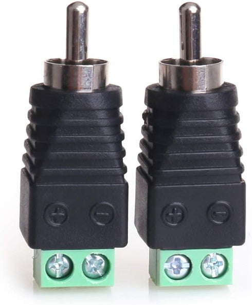 MOBOREST RCA Cable Audio Adapter, Phono RCA Male Plug to AV Screw Terminal Audio/Video Speaker Wire connectors, 2pack