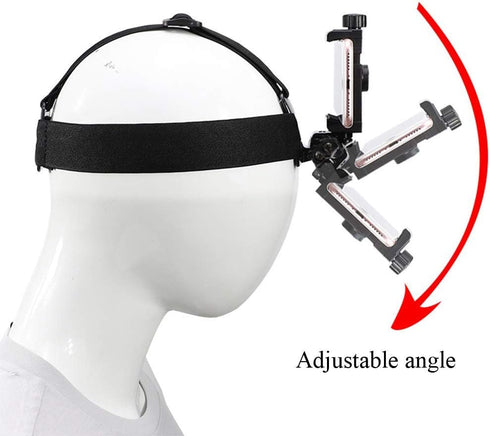 Head-Mounted Mobile Phone Holder, First-Person View Video Outdoor Live Shooting Bracket with Phone Clip (4"-7") for