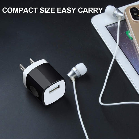 USB Charger Adapter, 1A Cube Charger Block 10PC Single Port Wall Outlet Charger for iPhone 14/13/12/11 Pro