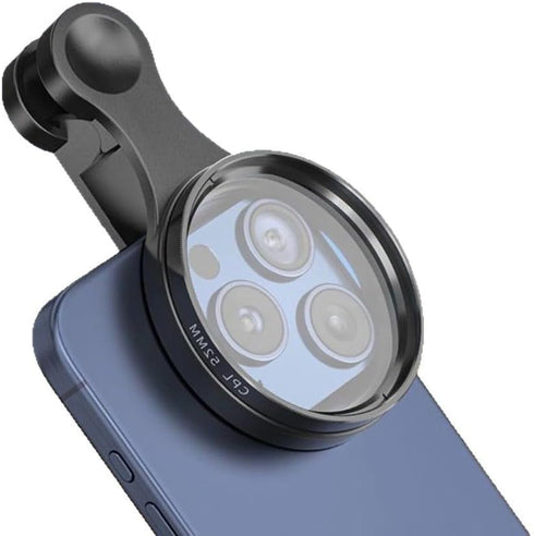 Generic 52mm Clip-on CPL Phone Camera Lens Filter Kit, Circular Polarizer Polarizing Filter