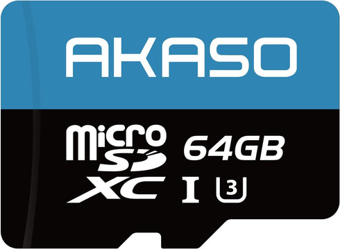 AKASO 64GB microSDXC U3 Memory Card - Up to 100MB/s, UHS-I C10, U3, Full HD, 4K UHD MicroSD Card