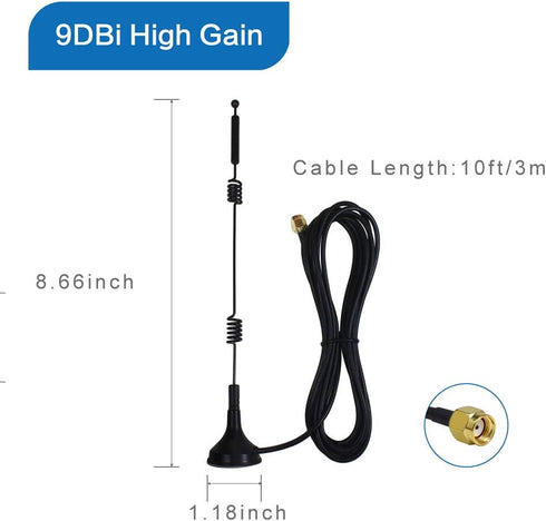 eifagur (4-Pack), 9dbi 2.4GHZ 5GHZ 5.8GHZ Dual Band Long Range WiFi Antenna RP-SMA Connector with Magnetic Base for IP